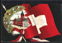 Basel, Rathaus, Wappen der Kantone, Schw