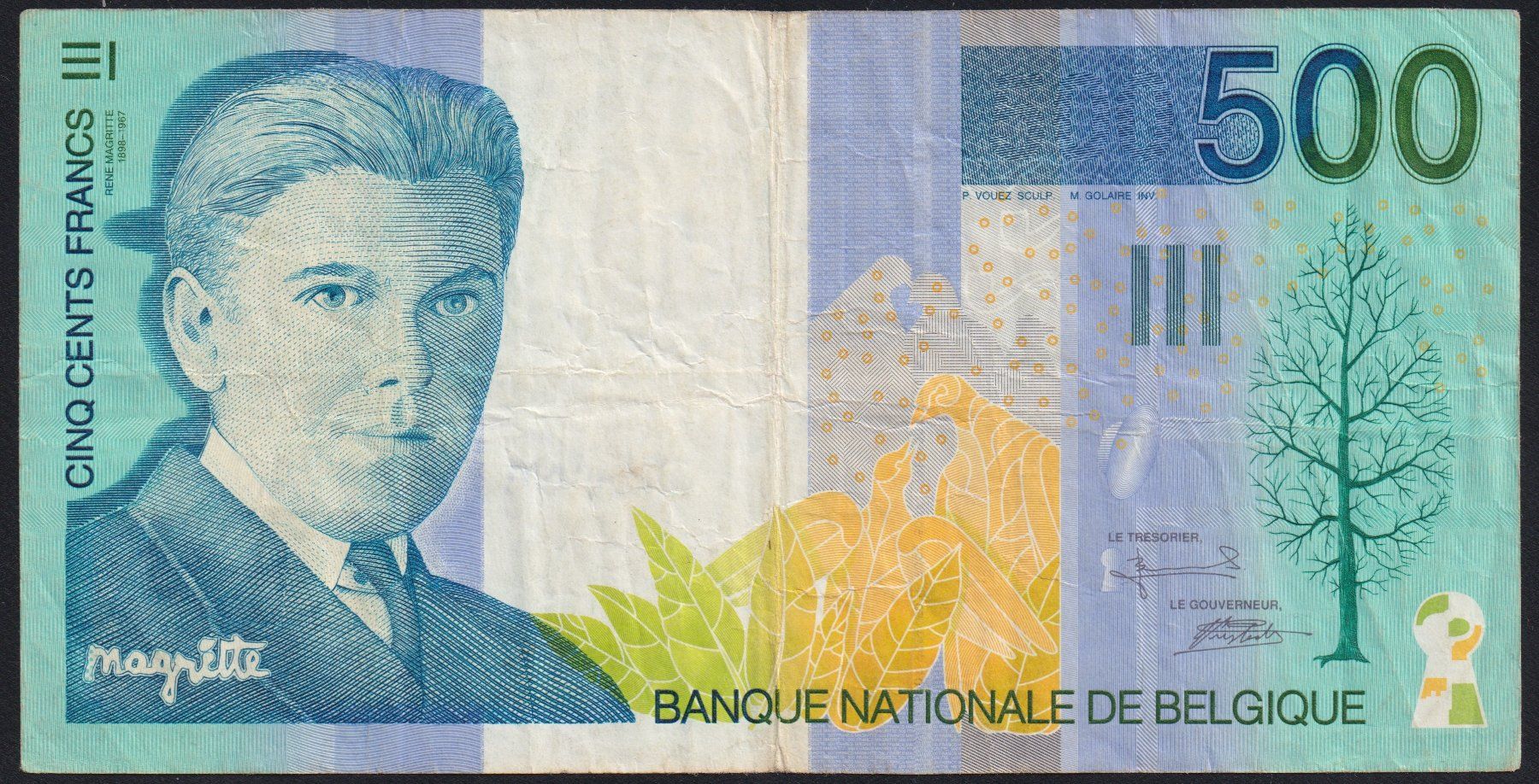 Banconote: Belgien 500 Francs 1998 – Usato da Brugg AG venduto da banknoten_muesli