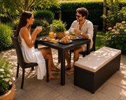 Rattan Lounge Set 4-teilig braun guter Zustand für Terrasse