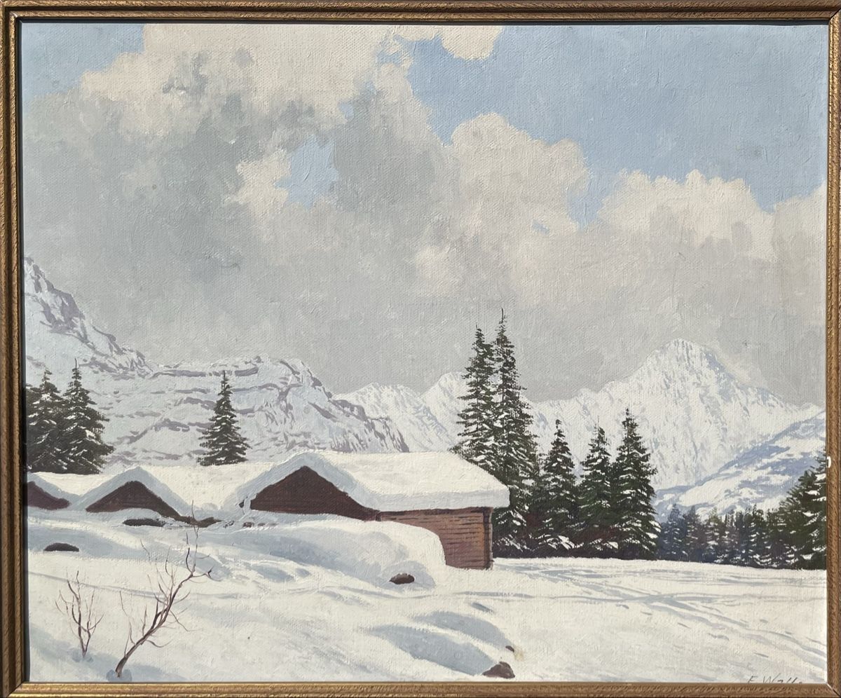 Dipinti: F. Waller huile Wengen Breithorn – Usato da Biel/Bienne venduto da Galaq