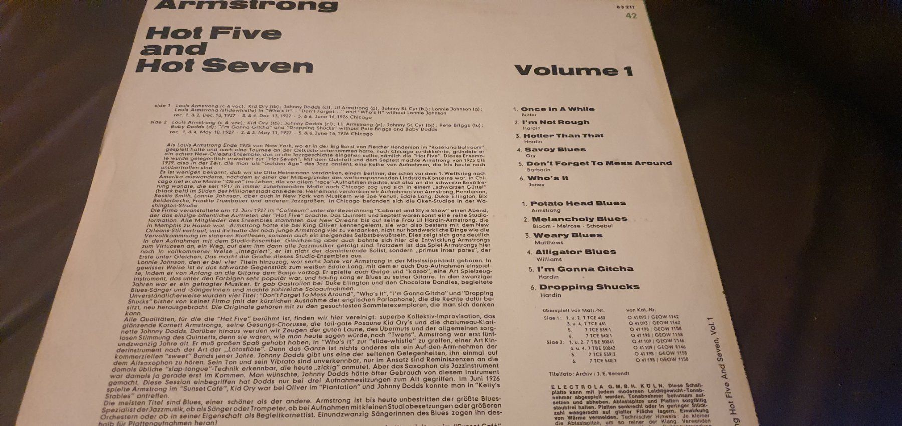 Dischi in vinile: Lp Armstrong Hot five and Seven - Odeon OPX21 – Usato da Baden venduto da swiss-alps 1