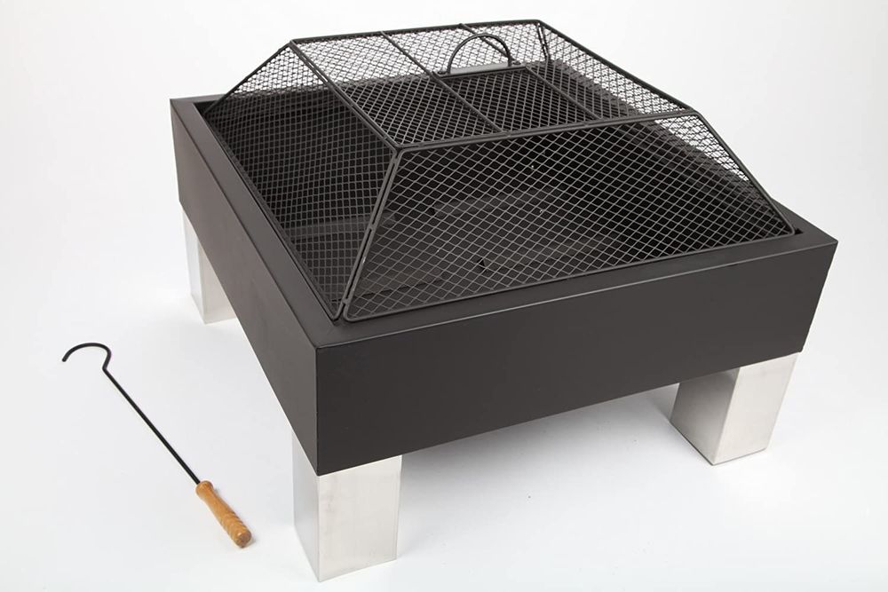 Panovue Feuerstelle Mit Grill & Tischplatte – 106 Cm, 3-in-1, Für Garten & Terrasse, Inkl. Deckel & Schürhaken