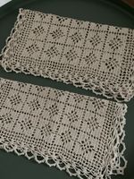 2 Häkeldecke Tischtuch Dekoration beige Handarbeit