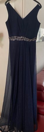 ABENDKLEID MIT STRASSGÜRTEL - DUNKELBLAU