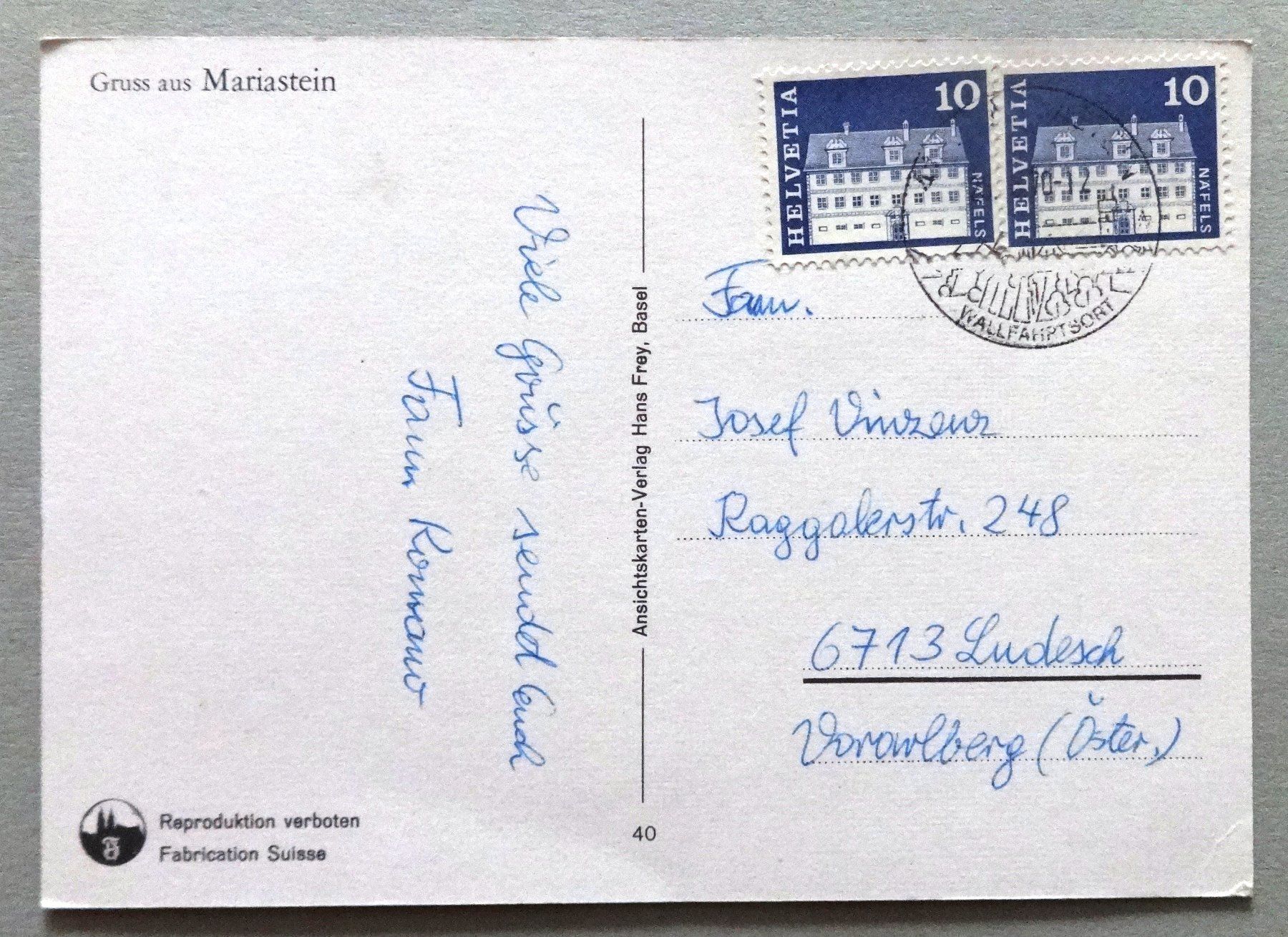 Cartes postales: Gruss aus Mariastein – D'occasion à Fétigny par Billy2miny 1