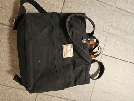 Rucksack Tasche schwarz Stoff Leder guter Zustand