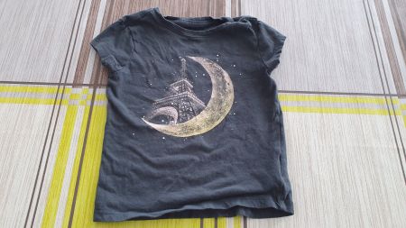 neuwertiges GAP kurzarm T-Shirt - Mond-Eiffelturm - 98/104