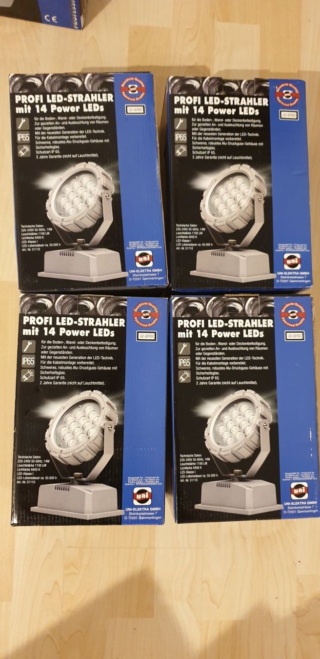 Lampen: 4 Stk. Profi LED Strahler mit je Power14 LEDs – Neu und originalverpackt aus Schönenwerd von Schleuni01