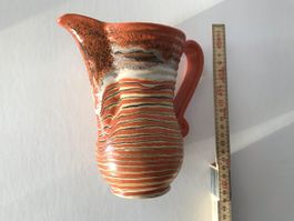 Pichet vintage PZH Holland, céramique orangée rayée 1900