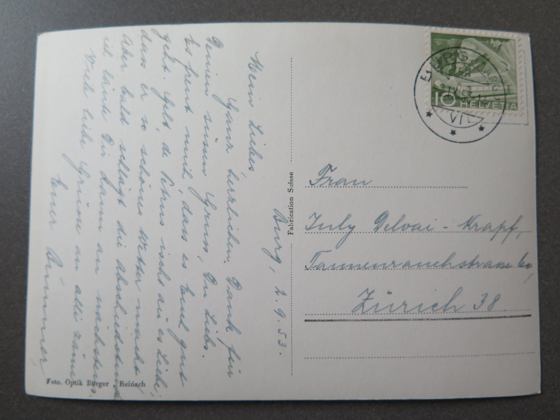 Cartoline postali: BURG (AARG.) – Usato da Wittenbach venduto da lipasal 1