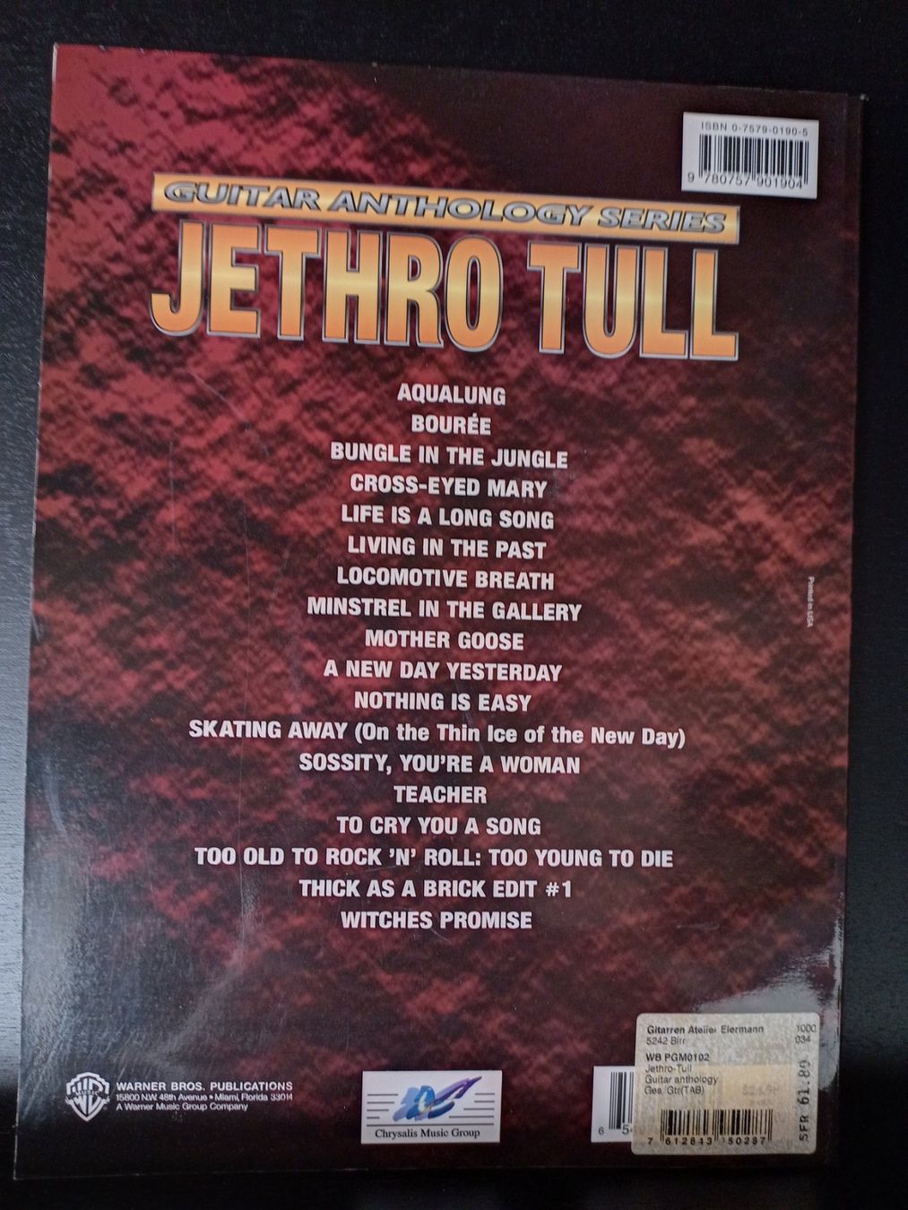 Bücher: Jethro Tull - Guitar Anthology Series - Authentic Guitar TAB – Gebraucht aus Bad Zurzach von BG1 1