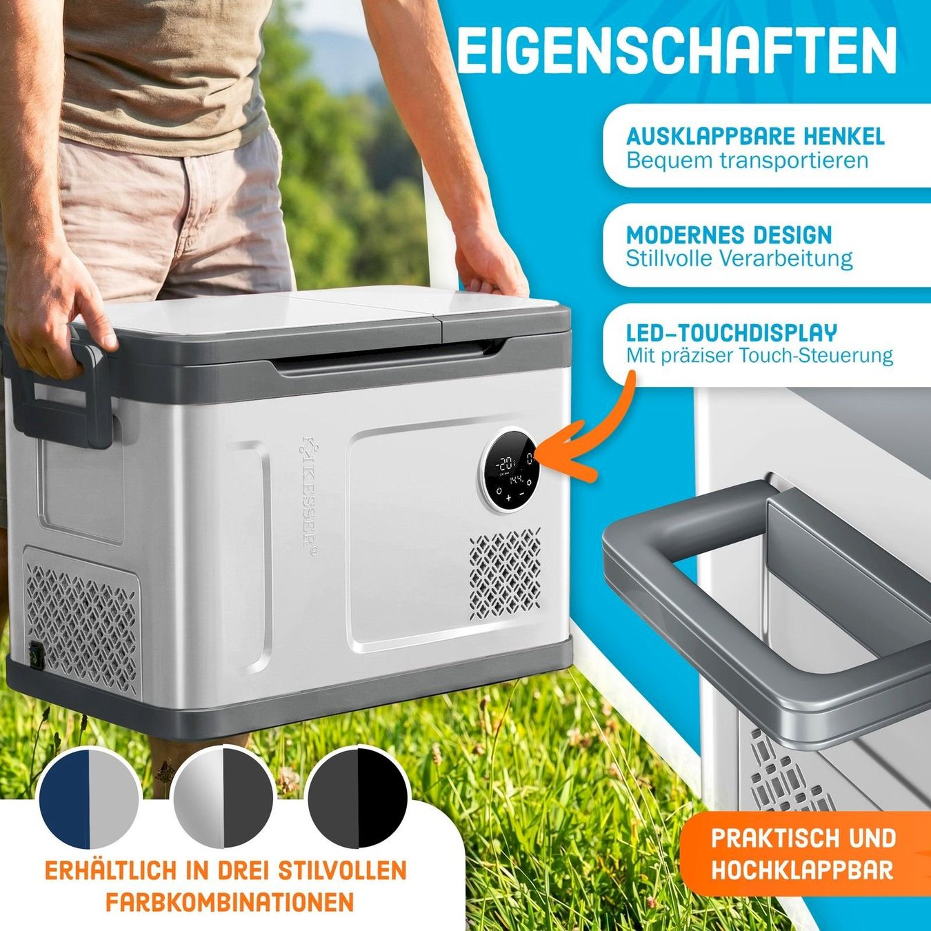 Cucinare, Mangiare & Bere: KESSER Kompressor Kühlbox 49L silber – Nuovo e nell'imballaggio originale da Bottighofen venduto da zaap 2