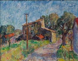 Fritz Meijer, Haus in südlicher Landschaft, Öl auf Leinwand