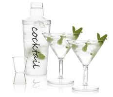 Cocktail Shaker Set 4 Piece + 2 Martini
