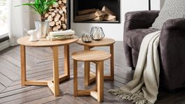 Beistelltische 3er Set Asteiche massiv