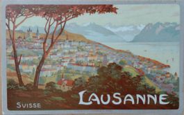 Dépliant Lausanne Ouchy Lac Léman 1900 lithographies