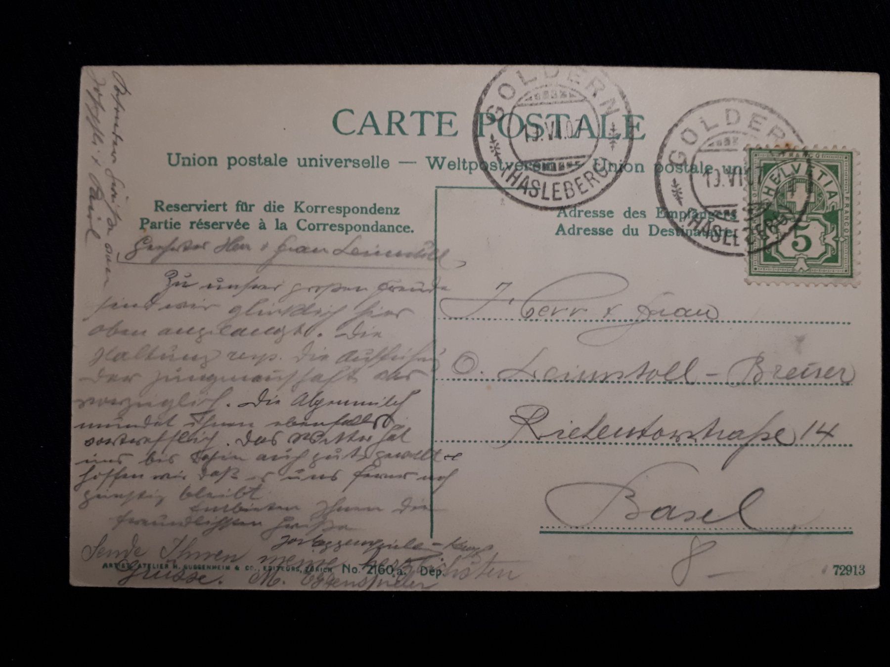Cartoline postali: REUTI - HASLIBERG 1907 – Usato da Ponto Valentino venduto da giorgia06 1