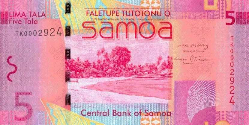 Banknoten: Samoa 5 Tala 2008 P-38a UNC – Neu (gemäss Beschreibung) aus Schliern b. Köniz von pizzitaxi