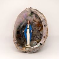 Abalone Muschel - Mariengrotte Schrein - Reliquiar 1950s