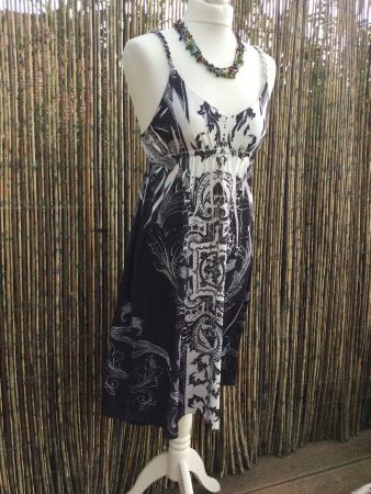 Robe noire motifs blanc & strass Cristinalove NEUF