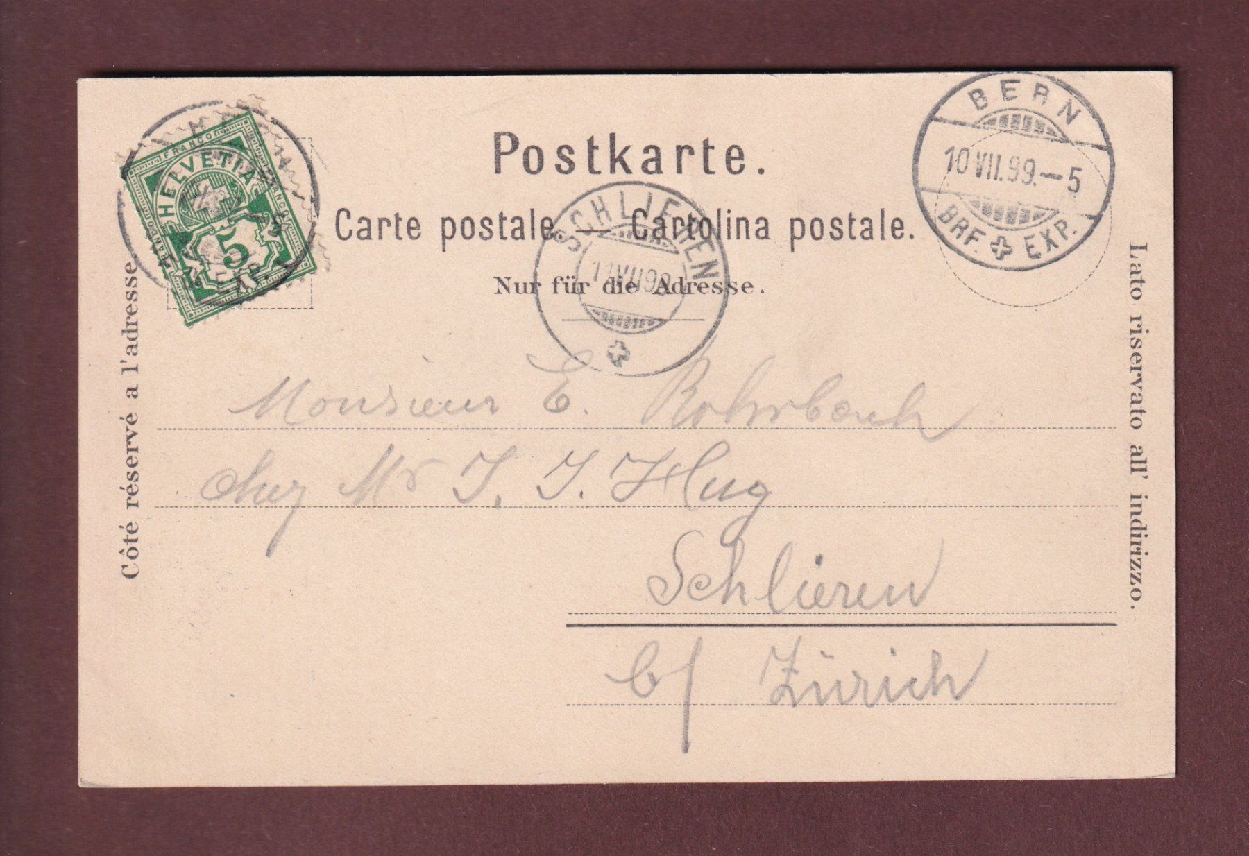 Cartoline postali: BERN - Bundespalast - Sängerfest 1899 – Usato da Pully venduto da nicecards 1
