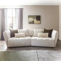 Grand canapé en tissu velours floqué + 7 coussins assortis