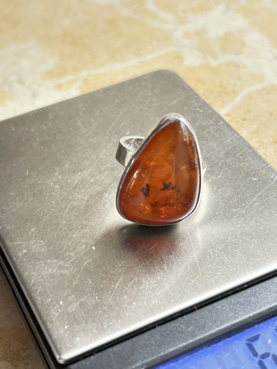 Anelli: Bernstein Ring, 835 Silber, Vintage Gr. 56 – Usato da Laufen venduto da Bellebellezza 2