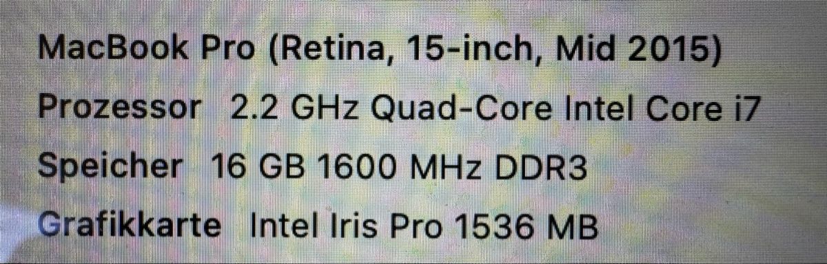 Apple Notebook: Macbook Pro 15” Mid-2015 256GB – Usato da Lengnau AG venduto da edu_6xjl 4