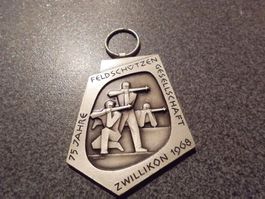 Medaille Feldschützen Gesellschaft  Zwillikon 1968 / 75 Jahr