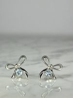 925 Sterling Silber Ohrringe Schleife mit Topas | NEU