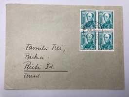 4er Block Pro Juventute 1937, Brief, Helvetia, Brief