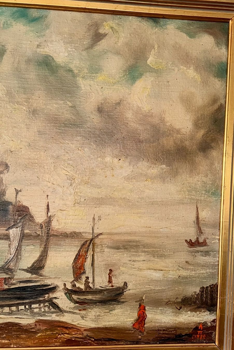 Dipinti: Grosse See Ansicht Ölgemälde mit Segelbooten, Monogrammiert – Usato da Rutschwil venduto da joz_w5mj 3