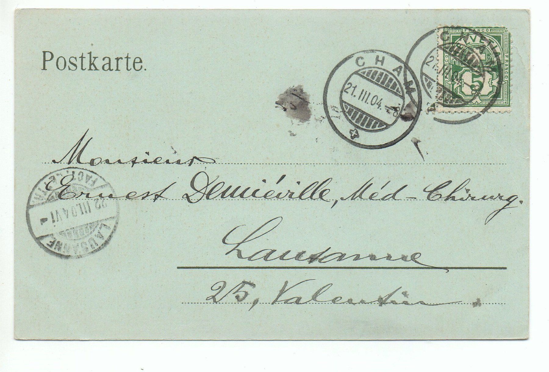Cartoline postali: LITHO Gruss aus CHAM Milch-Fabrik – Usato da Jona venduto da philajona 1