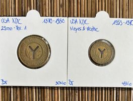 USA Token New York City 1 Fahrt Set 1953 - 1970/1970 - 1980
