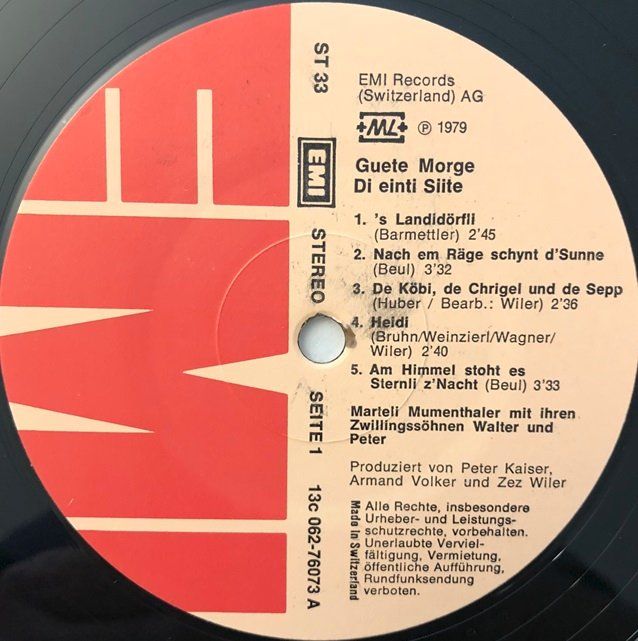 Schallplatten: Marteli Mumenthaler - Guete Morge (LP) – Gebraucht aus Grüningen von azulmarron 2