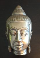 Buddha Kopf aus Metall, Asiatische Dekoration, Vintage