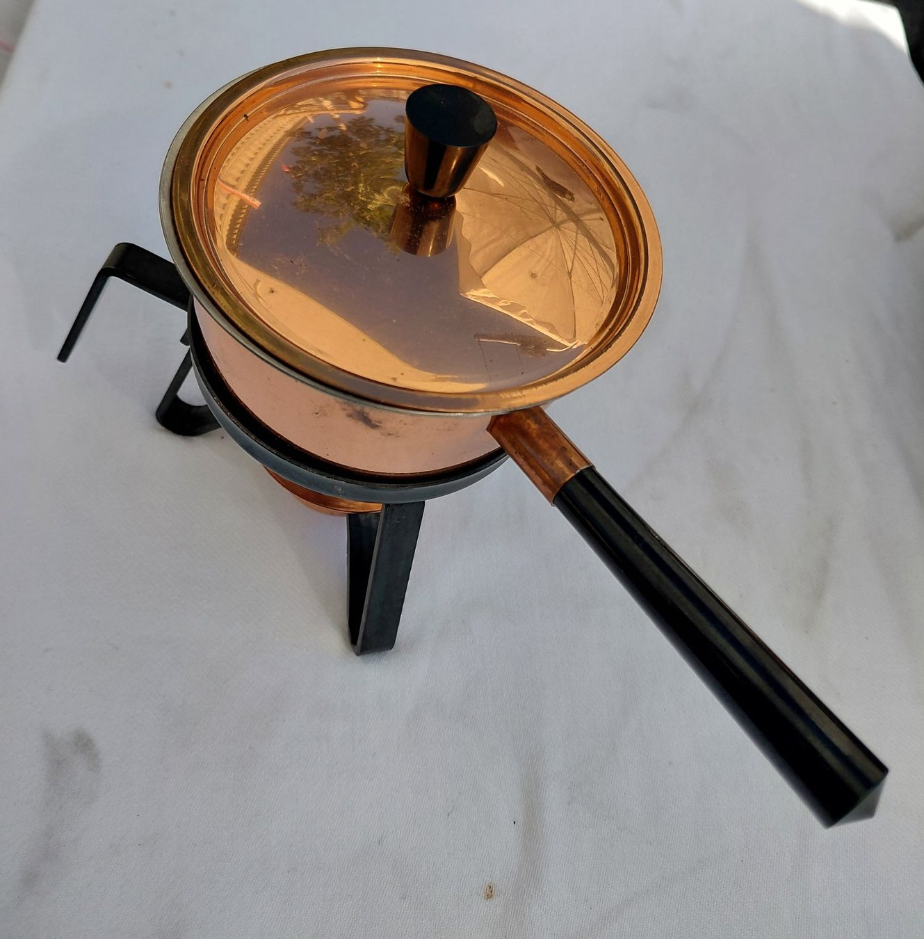 Padelle: Kleines Kupferpfännchen mit "Rechaud" – Nuovo (secondo la descrizione) da Zürich venduto da Rosys