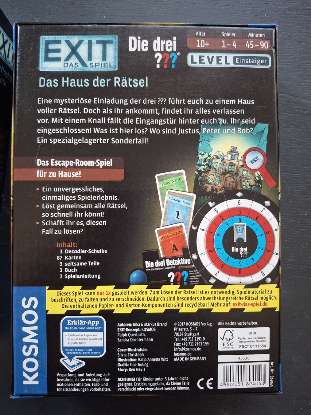 Kosmos Spiele: EXIT Das spiel 2 stk – Neu (gemäss Beschreibung) aus Thierachern von Wemala 2