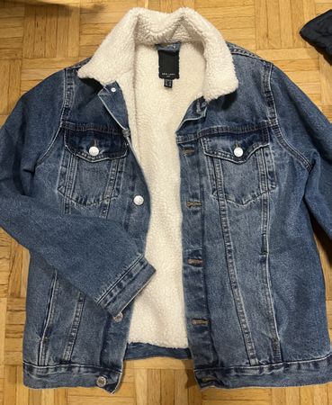 Jeansjacke New Look mit Teddyfutter blau Grösse XS
