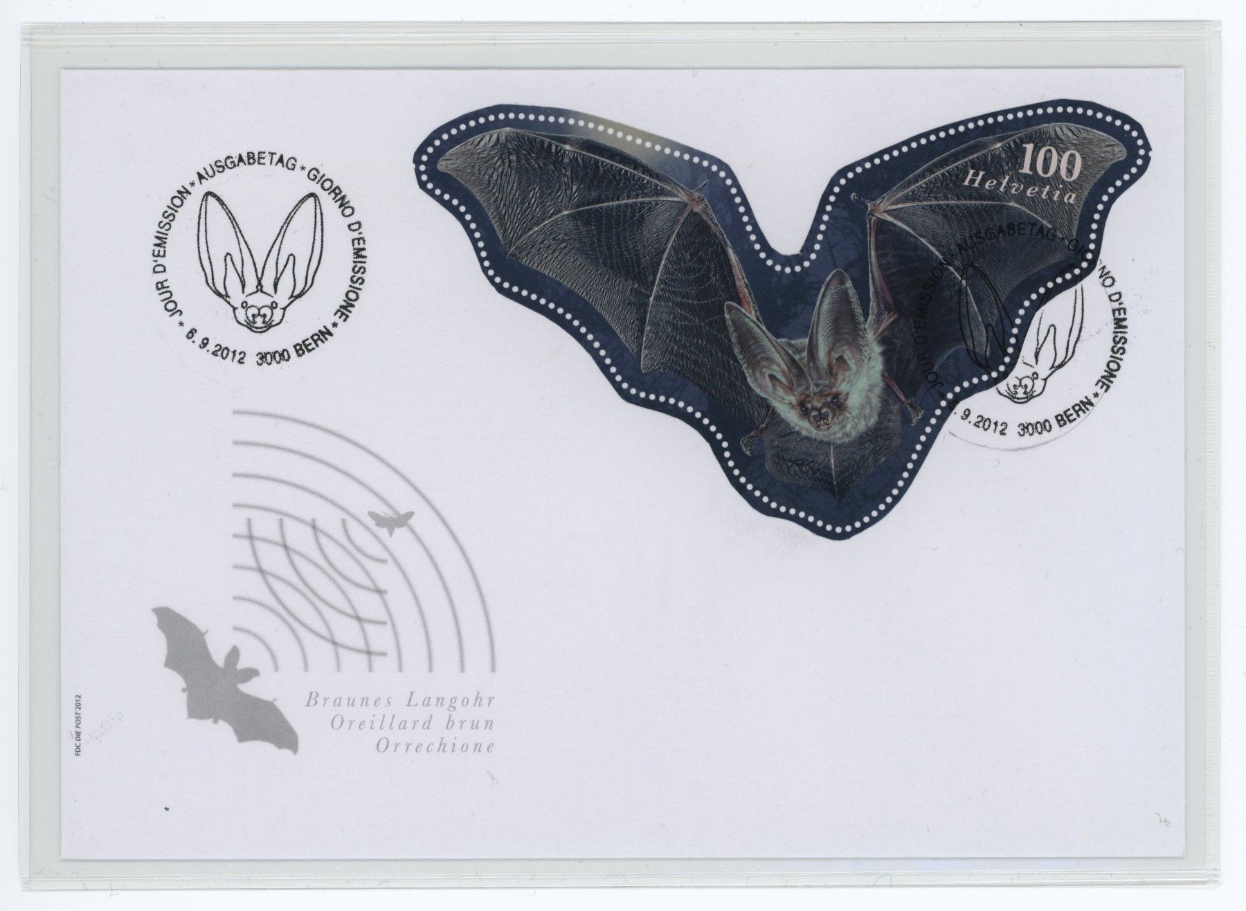 Tutti i francobolli: Braunes Langohr 2012, 2 FDCs, auf C6-Format (klein) – Usato da Utzigen venduto da sprint.007 1