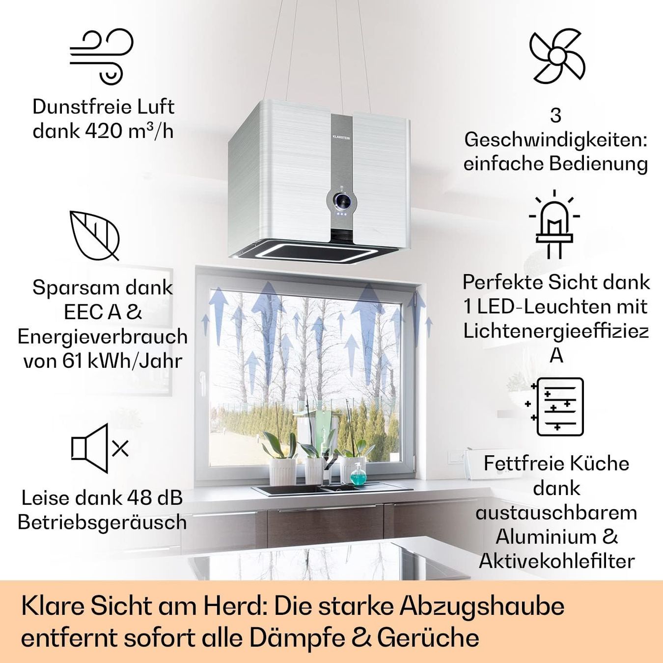 Hottes de ventilation: Klarstein FUTURELIGHT SMART Inselhaube – Neuf avec emballage d'origine à Bottighofen par zaap 1