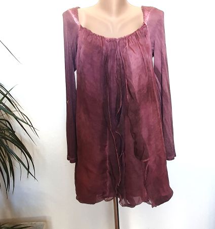 Élégante blouse plissés partiellement en soie – Gr. M