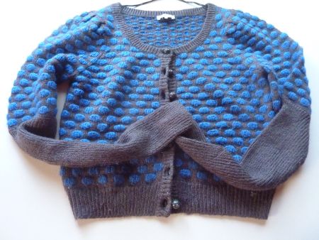 Strickjacke grau blau gepunktet, neu , Gr. S