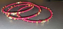 Armreifen, red rings, rosso dorate, reifenschmuck, textilart