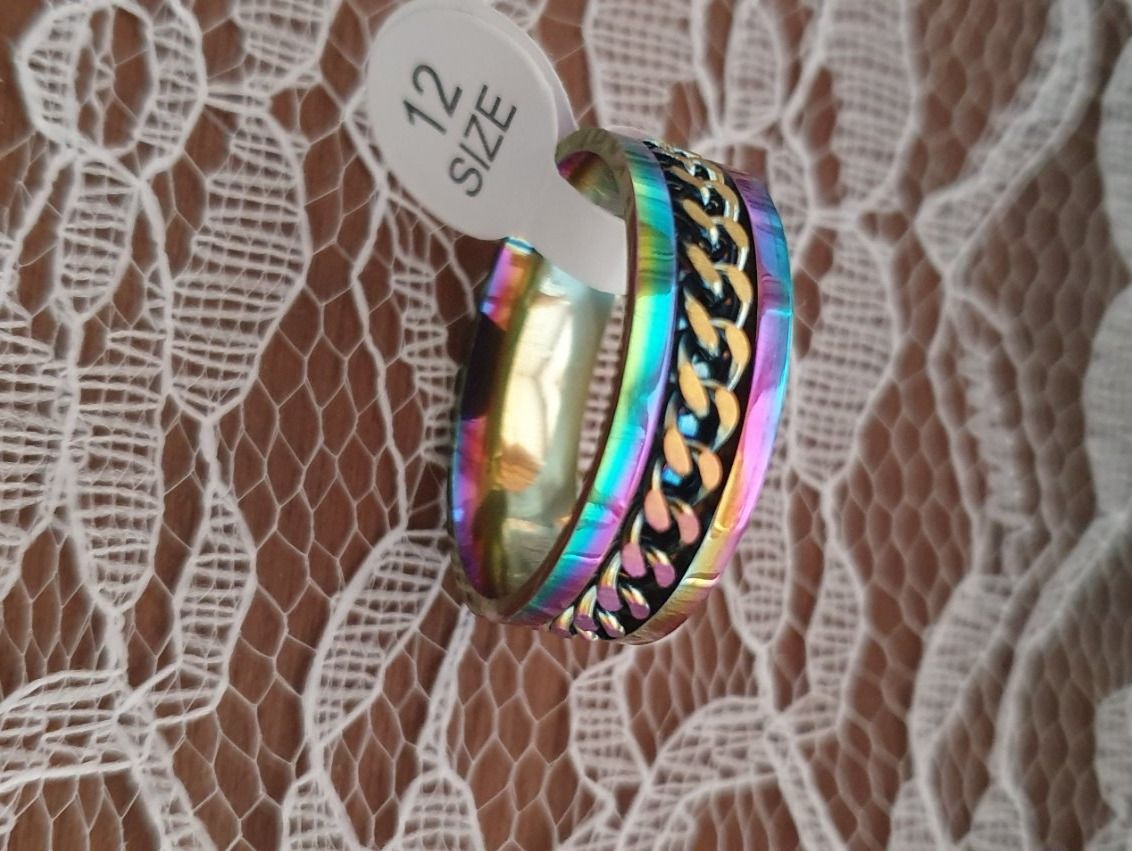Ringe: Fingerring Edelstahl-Ring Titan Rainbow Durchmesser 22mm – Neu und originalverpackt aus Hittnau von Gamoe 2