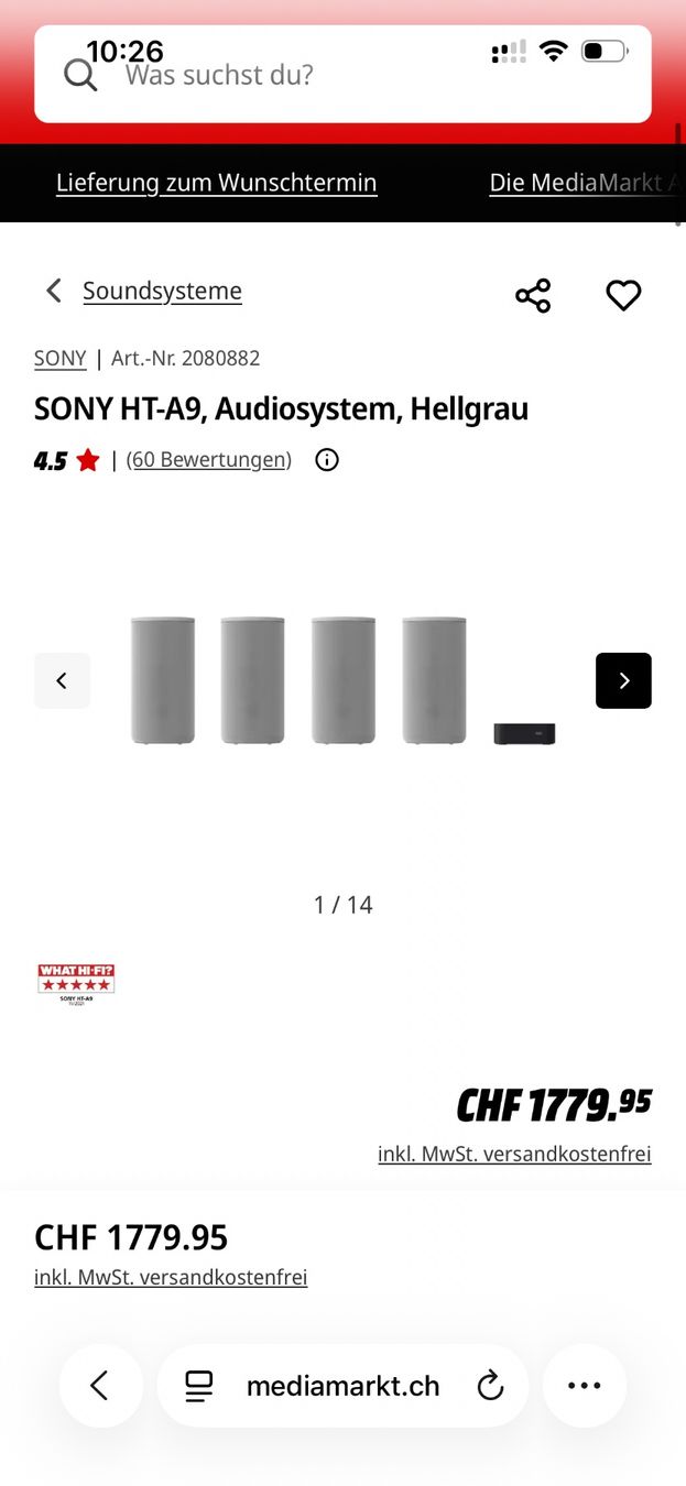 Sony Casse acustiche: SONY HT-A9, Audiosystem, Hellgrau – Usato da Biel/Bienne venduto da ELISNIGHT 4