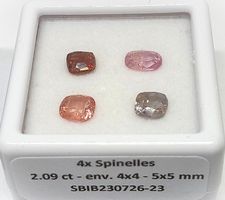 4x beaux spinelles 2.09 ct - Valeur 400.- Fr