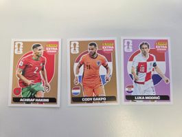Panini extra Sticker Hakimi, Gakpo(bronze) & Modric(regular)