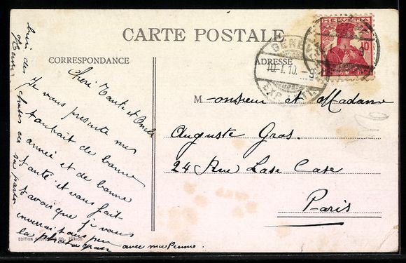 Ansichtskarten: AK Geneve, Hotel des Postes, 1910 – Gebraucht aus Berlin von bartko-reher 1