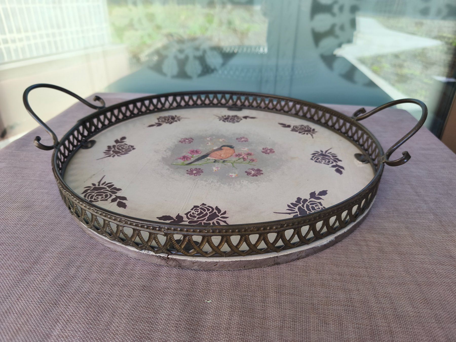 Servierplatten: Tablett shabby chic Vogel – Gebraucht aus Zürich von Jul69 2
